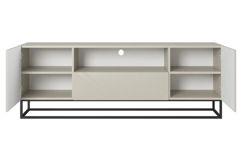 Mobile TV 2 ante 1 cassetto in legno laminato con piede in metallo Asha 167x40 cm