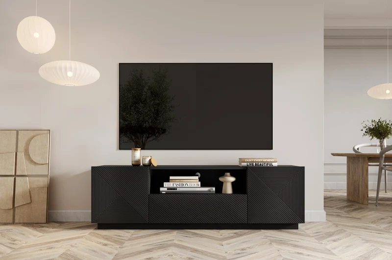 Mobile TV 2 ante 1 cassetto in legno laminato Asha 167 x 40 cm