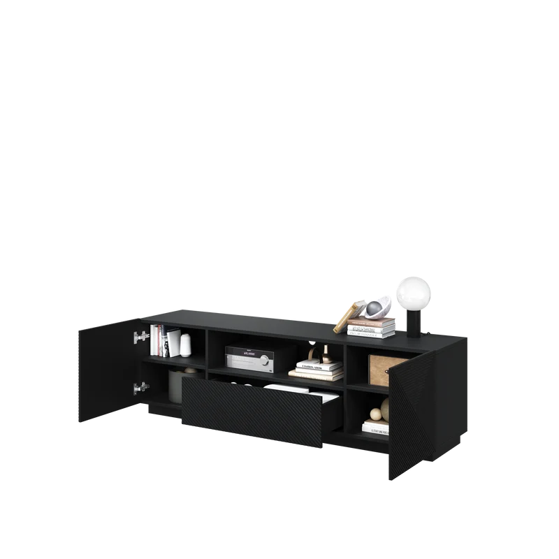 Mobile TV 2 ante 1 cassetto in legno laminato Asha 167 x 40 cm