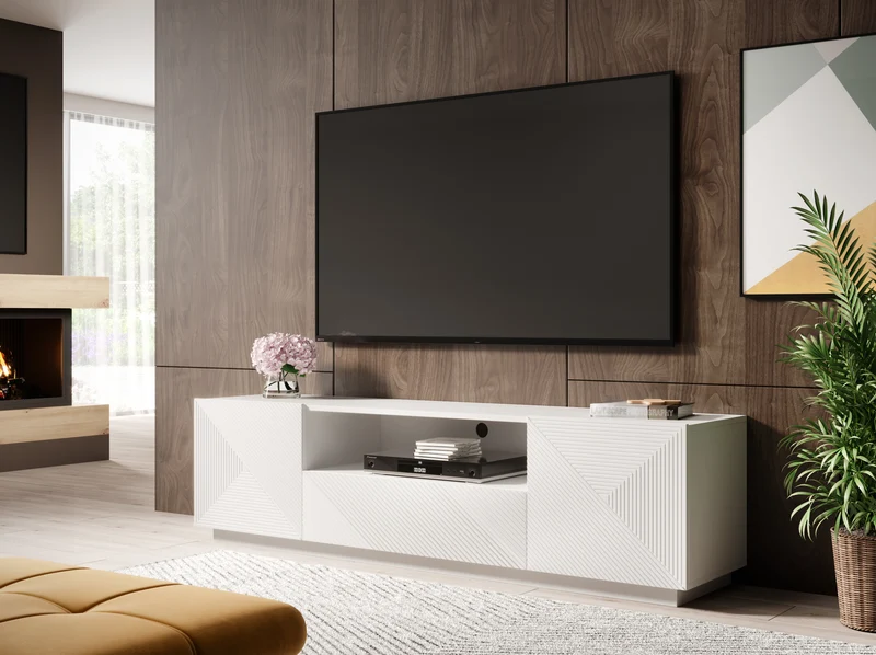 Mobile TV 2 ante 1 cassetto in legno laminato Asha 167 x 40 cm