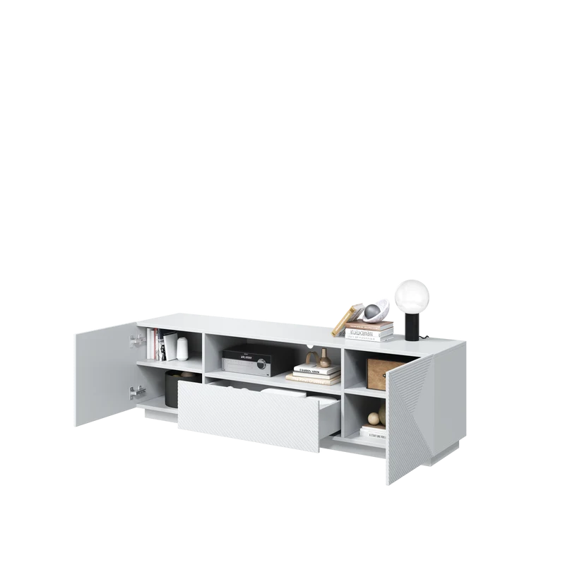 Mobile TV 2 ante 1 cassetto in legno laminato Asha 167 x 40 cm