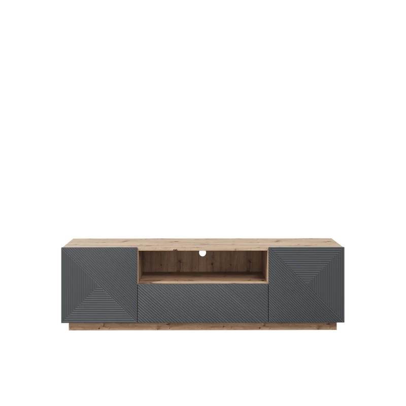 Mobile TV 2 ante 1 cassetto in legno laminato Asha 167 x 40 cm