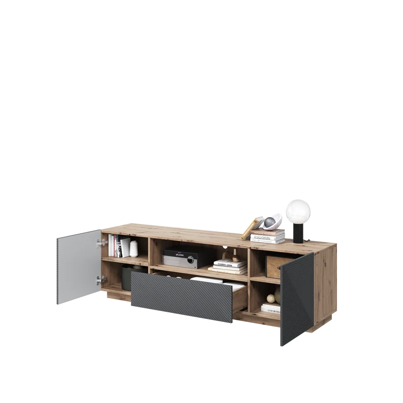 Mobile TV 2 ante 1 cassetto in legno laminato Asha 167 x 40 cm