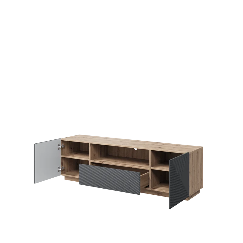 Mobile TV 2 ante 1 cassetto in legno laminato Asha 167 x 40 cm