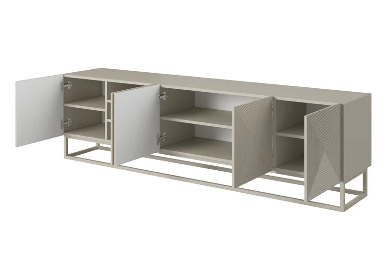 Mobile TV 5 ante in legno laminato con piede in metallo Asha 200 x 40 cm