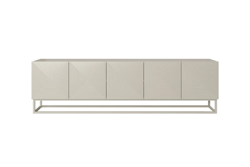 Mobile TV 5 ante in legno laminato con piede in metallo Asha 200 x 40 cm