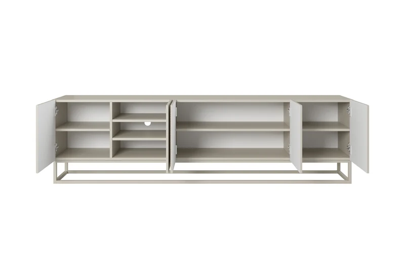 Mobile TV 5 ante in legno laminato con piede in metallo Asha 200 x 40 cm