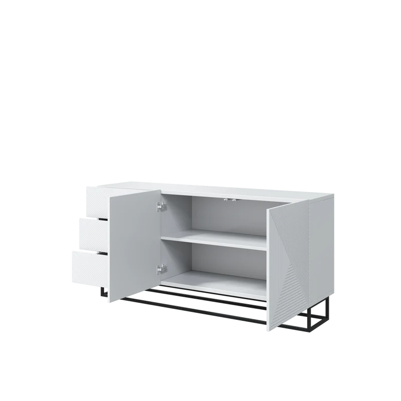 Madia 2 ante 3 cassetti in legno laminato con piede in metallo Asha 167x43 cm