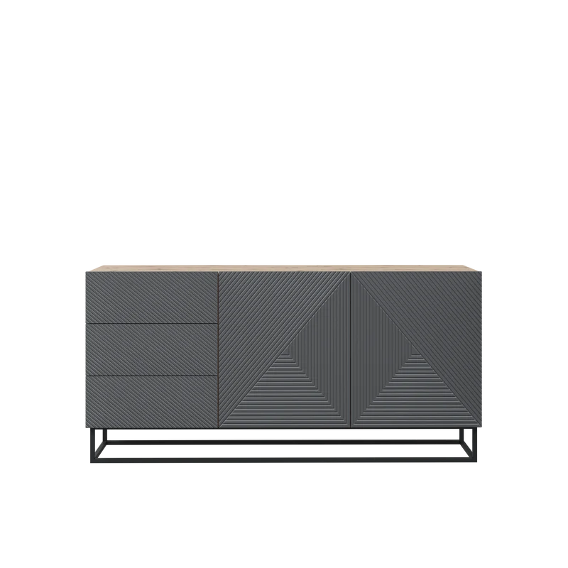 Madia 2 ante 3 cassetti in legno laminato con piede in metallo Asha 167x43 cm