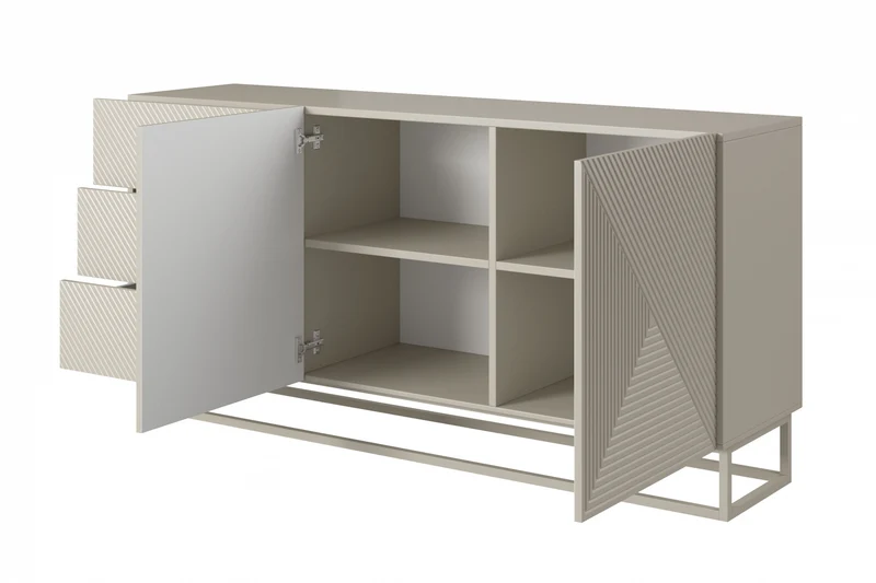 Madia 2 ante 3 cassetti in legno laminato con piede in metallo Asha 167x43 cm