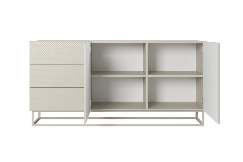 Madia 2 ante 3 cassetti in legno laminato con piede in metallo Asha 167x43 cm