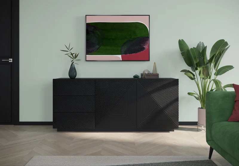 Madia 2 ante 3 cassetti in legno laminato Asha 167x43 cm