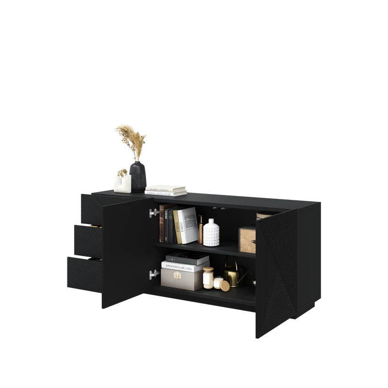 Madia 2 ante 3 cassetti in legno laminato Asha 167x43 cm