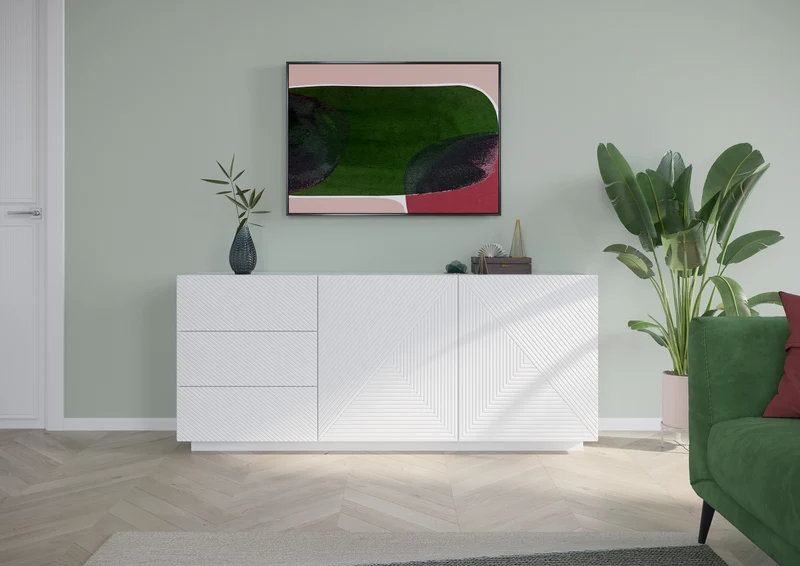 Madia 2 ante 3 cassetti in legno laminato Asha 167x43 cm