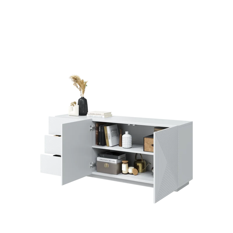 Madia 2 ante 3 cassetti in legno laminato Asha 167x43 cm