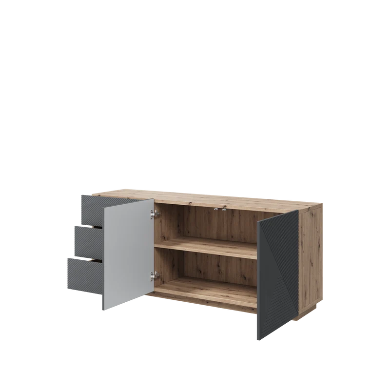Madia 2 ante 3 cassetti in legno laminato Asha 167x43 cm