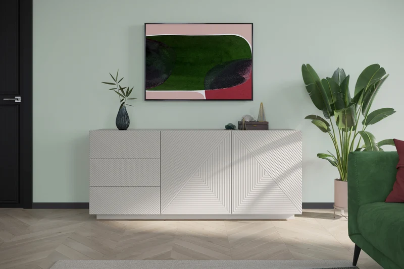 Madia 2 ante 3 cassetti in legno laminato Asha 167x43 cm