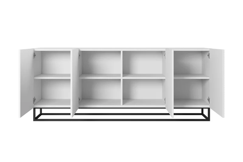Madia 4 ante in legno laminato con piede in metallo Asha 200 x 43 cm