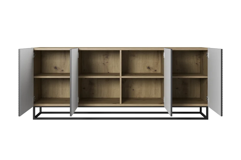 Madia 4 ante in legno laminato con piede in metallo Asha 200 x 43 cm