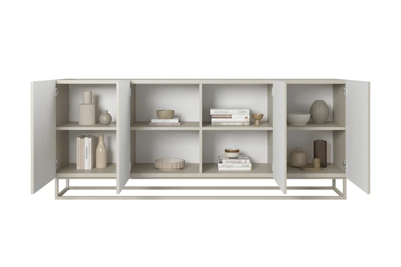 Madia 4 ante in legno laminato con piede in metallo Asha 200 x 43 cm