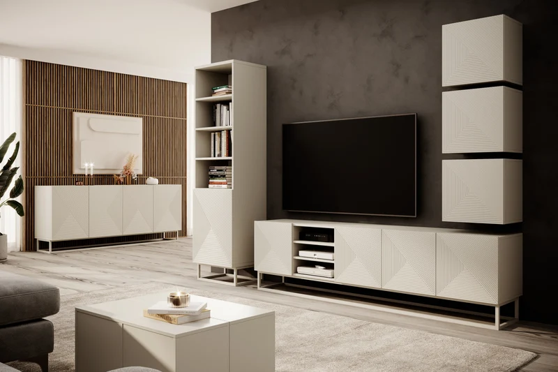 Madia 4 ante in legno laminato con piede in metallo Asha 200 x 43 cm