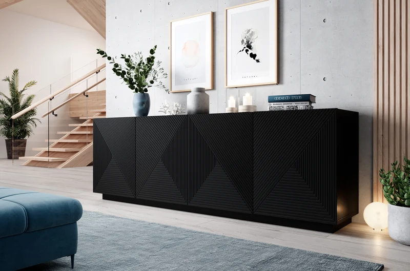 Madia 4 ante in legno laminato Asha 200 x 43 cm