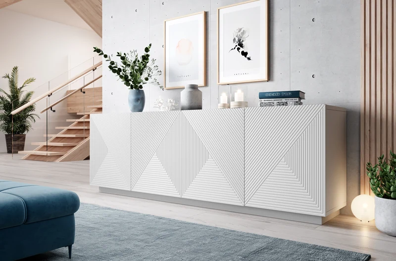Madia 4 ante in legno laminato Asha 200 x 43 cm