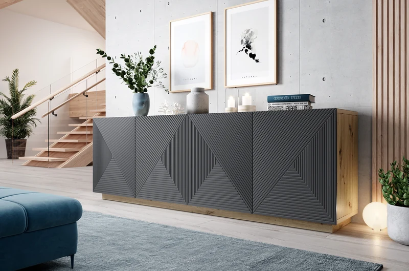 Madia 4 ante in legno laminato Asha 200 x 43 cm