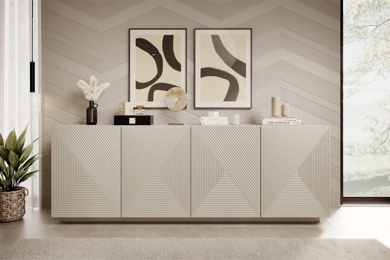 Madia 4 ante in legno laminato Asha 200 x 43 cm
