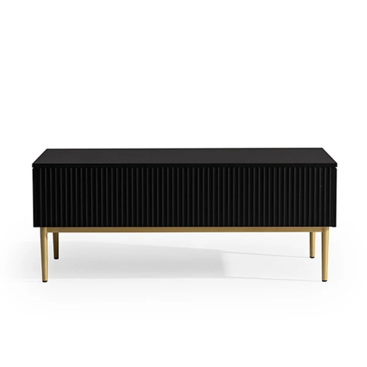 Tavolino Nicole 2 cassetti 120x60 cm piede in metallo oro