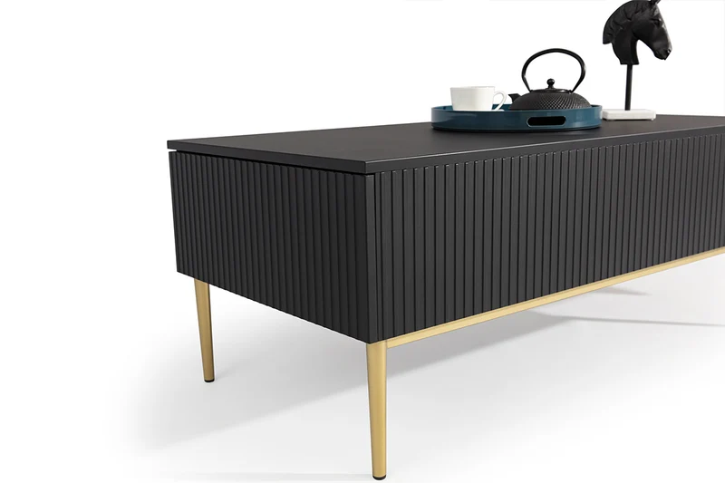 Tavolino Nicole 2 cassetti 120x60 cm piede in metallo oro
