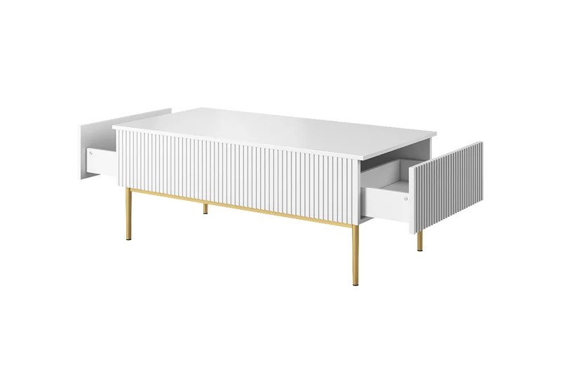 Tavolino Nicole 2 cassetti 120x60 cm piede in metallo oro