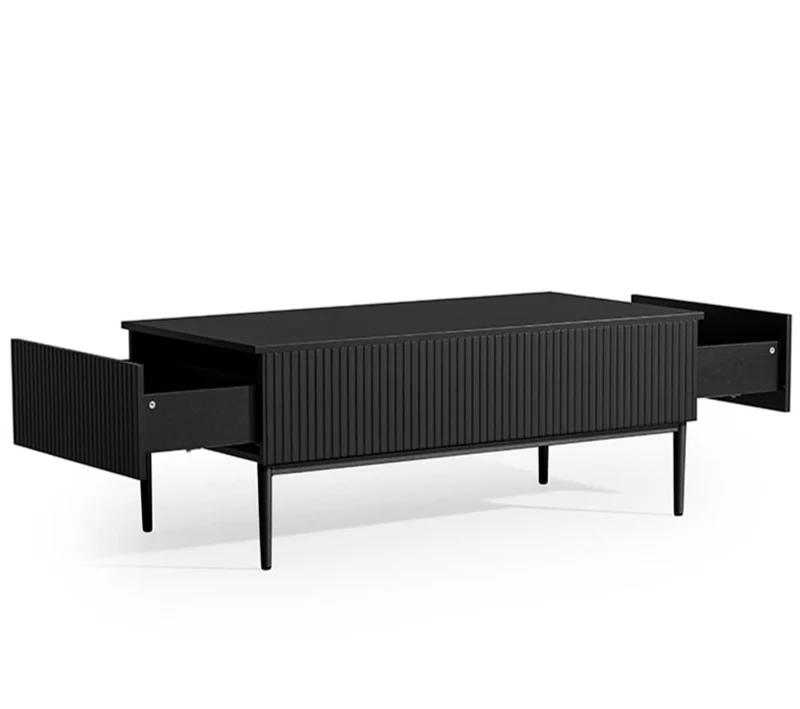 Tavolino Nicole 2 cassetti 120x60 cm piede in metallo nero