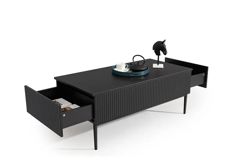 Tavolino Nicole 2 cassetti 120x60 cm piede in metallo nero