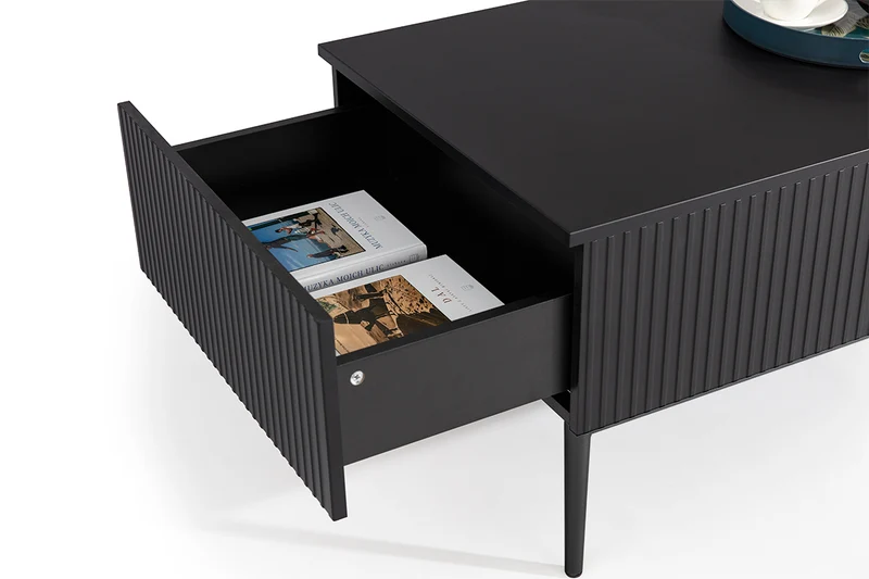 Tavolino Nicole 2 cassetti 120x60 cm piede in metallo nero