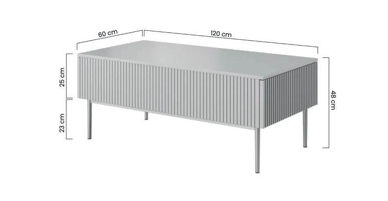 Tavolino Nicole 2 cassetti 120x60 cm piede in metallo nero