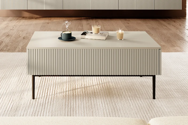 Tavolino Nicole 2 cassetti 120x60 cm piede in metallo nero