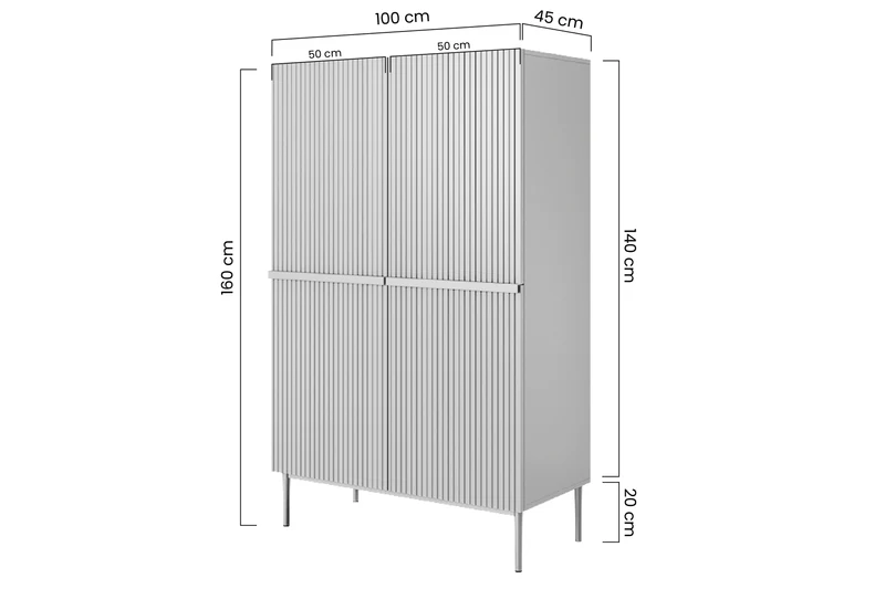 Credenza 2 ante con piede in metallo Nicole 100 x 160 cm