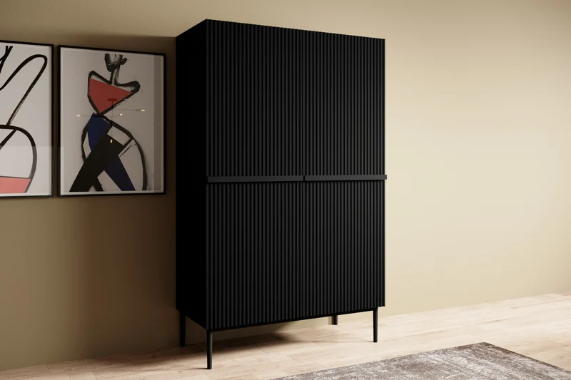 Credenza 2 ante con piede in metallo nero Nicole 100x160 cm