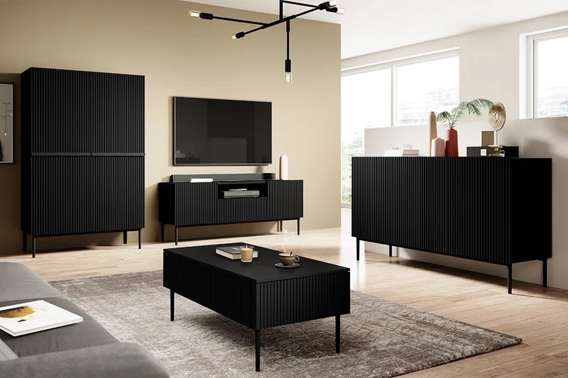 Credenza 2 ante con piede in metallo nero Nicole 100x160 cm