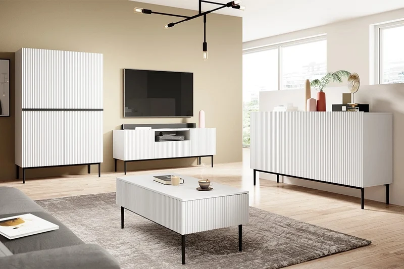 Credenza 2 ante con piede in metallo nero Nicole 100x160 cm