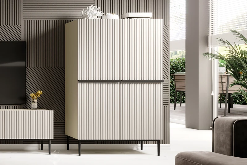 Credenza 2 ante con piede in metallo nero Nicole 100x160 cm