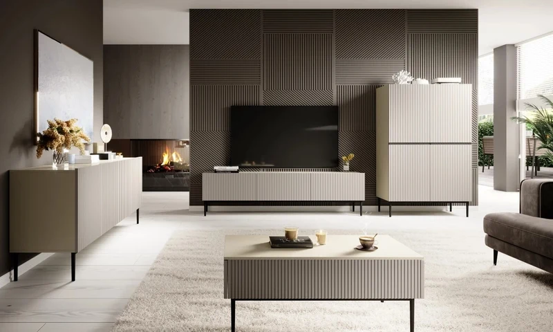 Credenza 2 ante con piede in metallo nero Nicole 100x160 cm