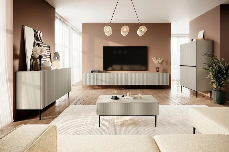 Credenza 2 ante con piede in metallo nero Nicole 100x160 cm