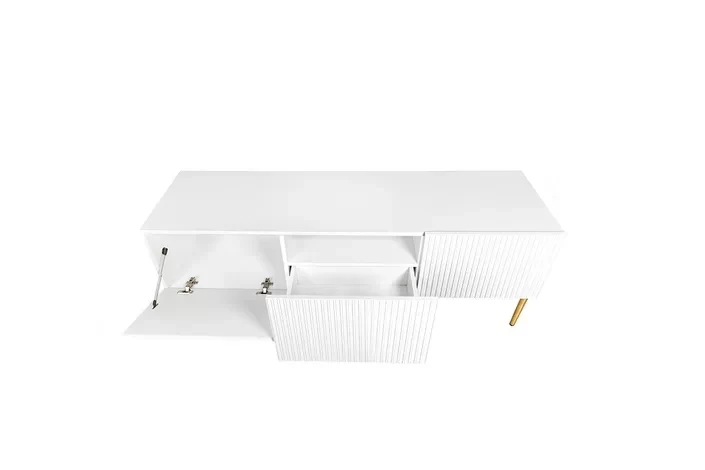 Mobile TV 2 ante a ribalta 1 cassetto con piede in metallo oro Nicole 150x45 cm