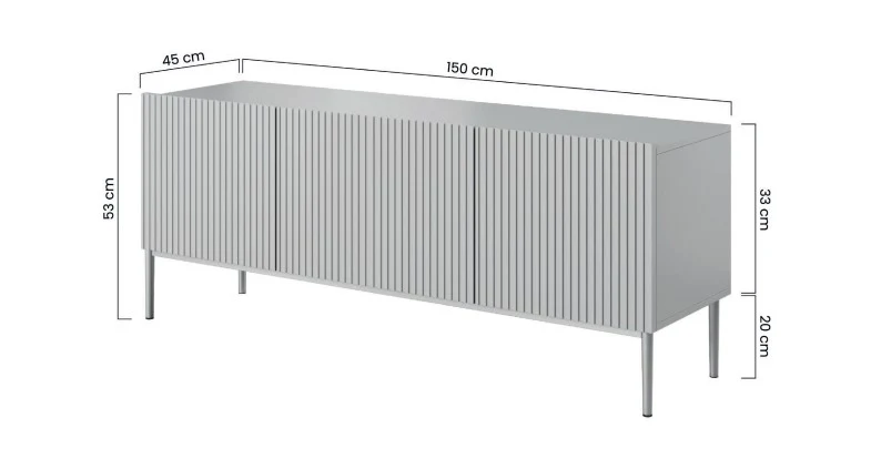 Mobile TV 2 ante a ribalta 1 cassetto con piede in metallo oro Nicole 150x45 cm