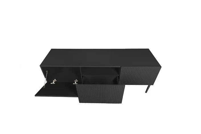 Mobile TV 2 ante a ribalta 1 cassetto con piede in metallo nero Nicole 150x45 cm