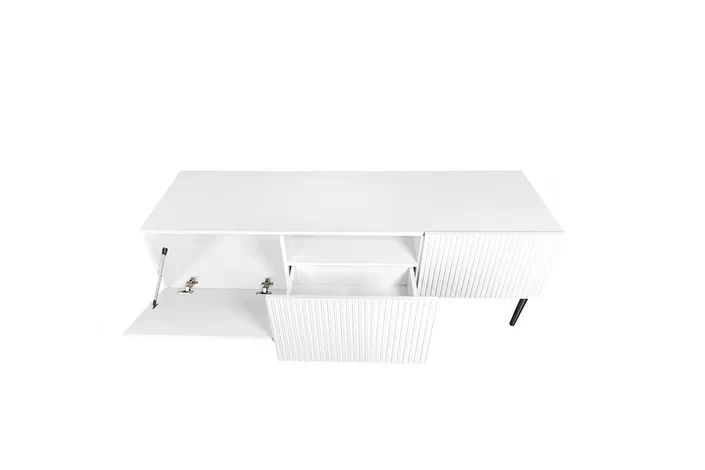 Mobile TV 2 ante a ribalta 1 cassetto con piede in metallo nero Nicole 150x45 cm