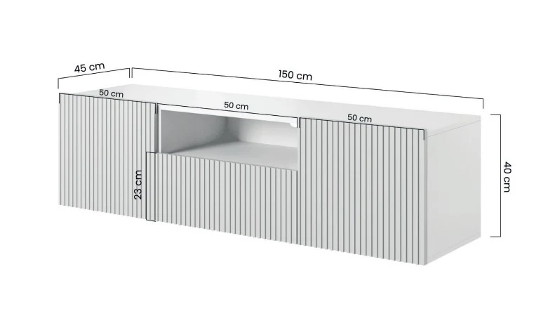 Mobile TV sospeso 2 ante ed 1 cassetto Nicole 150 x 45 cm