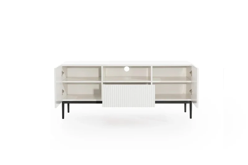 Mobile TV 2 ante e 1 cassetto con piede in metallo nero Nicole 150 x 45 cm